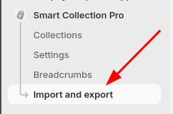 Import &amp; Export menu screenshot